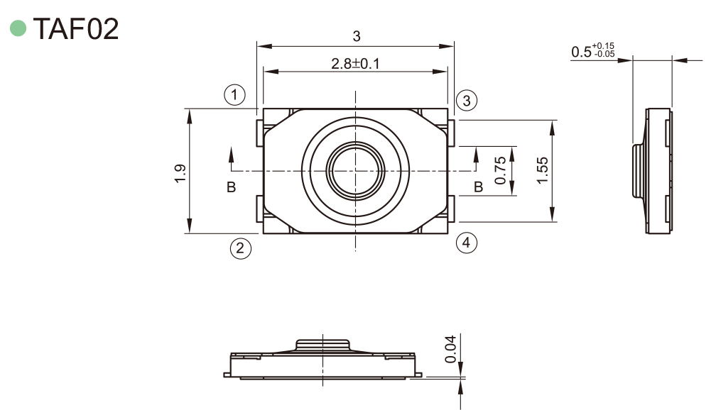 TAF02-BWN-R 2819-180gf白膜黑點 尺寸圖
