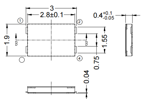 TAF02-BWN-R 2819-180gf白膜黑點(diǎn) 尺寸圖