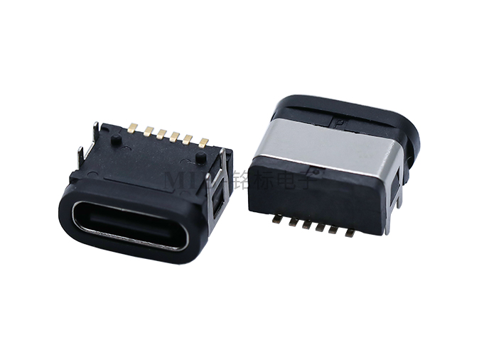 板上IPX6防水6PIN Type-C USB連接器